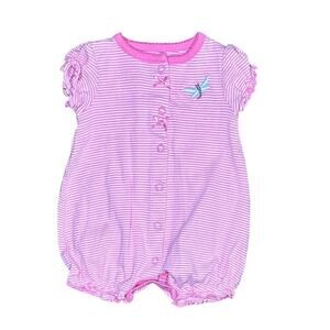 0-3M Baby Pink Striped Dragonfly Onesie